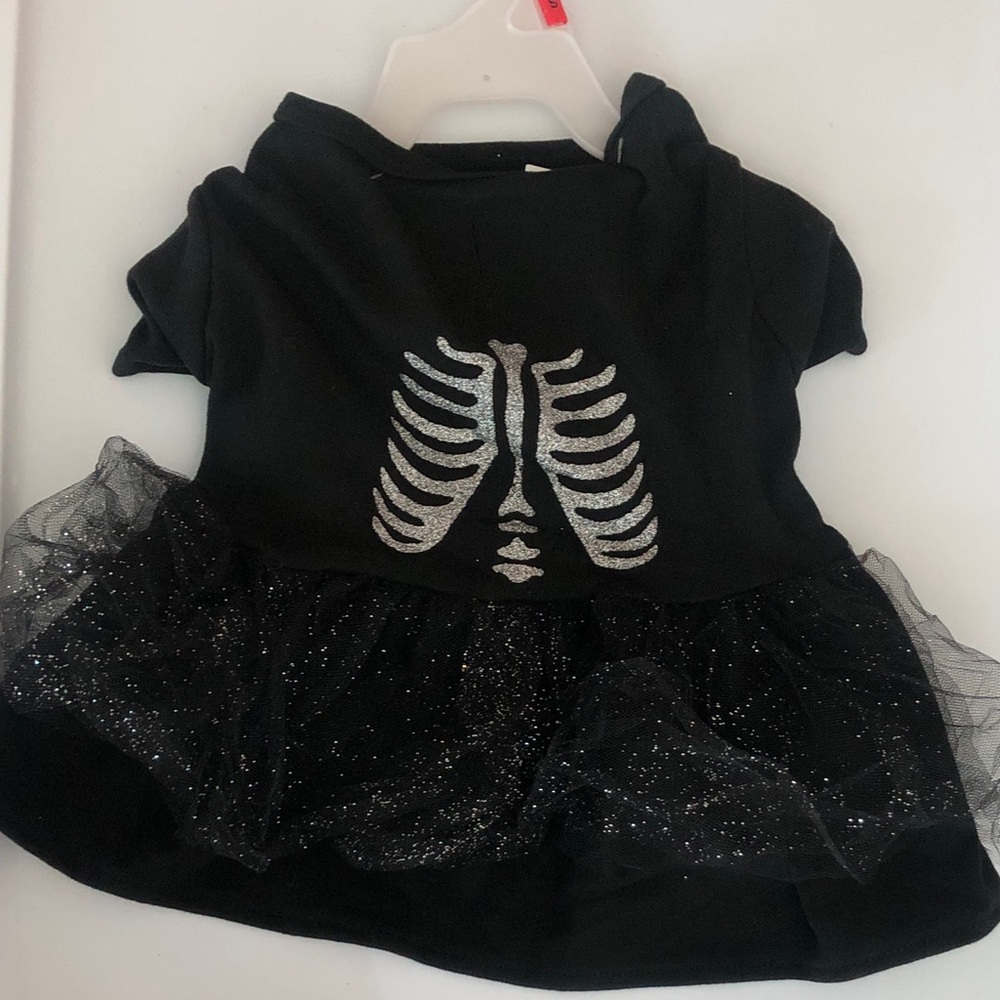 Halloween nwt Black dog cat size small Skeleton glitter Tutu Dress